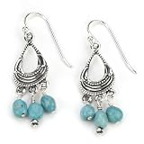 Barse Sterling Silver Tribal Turquoise Dangle Earrings