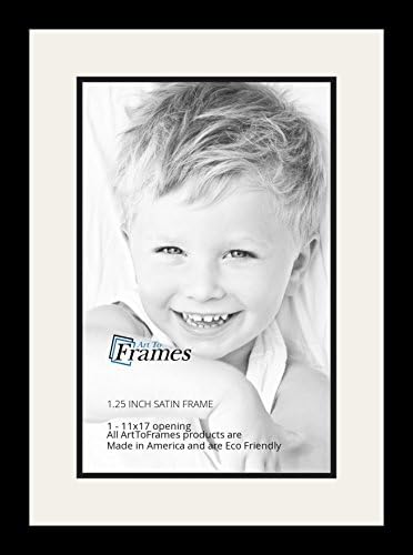 ArtToFrames Collage Photo Frame Double Mat with 1 - 11x17 Openings and Satin Black Frame