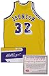 Magic Johnson Los Angeles Lakers NBA Hand Signed Authentic Style Away Gold Basketball Jersey