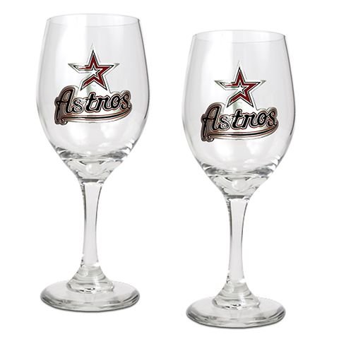 Houston Astros Set of 2 Wine Glasses