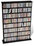 Black Double Width Wall Multimedia Storage Tower for CD, DVD & VHS