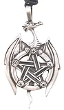 Pentagram Star Dragon Pewter Pendant Necklace