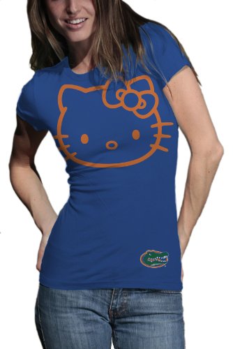NCAA Florida Gators Hello Kitty Inverse Junior Crew Tee Shirt (Royal, Large)