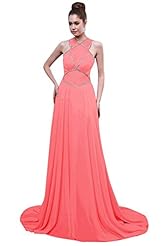 Sexy A-line Lace Beaded Sheer Chiffon Evening Dress/Prom Dress/Party Dress  with a Brush/Sweep Train 