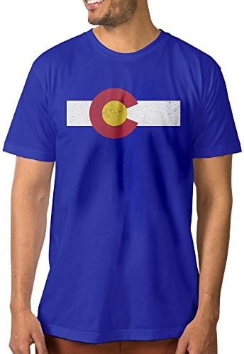 Fashion Men's Colorado State Flag Distressed Logo T Shirt