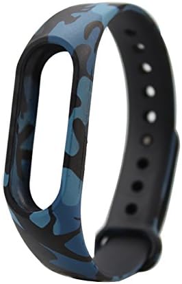Kinvida Mi Band 2 Smart Band Silicone Wrist Spare/Replacement Strap Bracelet + 2-Pack Screen Protective Film for Xiao Mi Band 2 Smartband Activity Fitness Tracker (Camouflage Blue)
