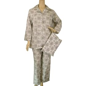 Roses Pink and Gray French Elegant Design Long Sleeve Pajamas ~ 3 sizes