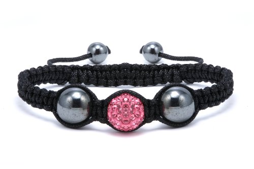 Pink Crystals Ball 12 Mm Strand Bracelet Adjustable Size 7 to 9 Inches