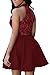ZKESS Women's Sleeveless Lace Party Club Skater Dress M Size Red