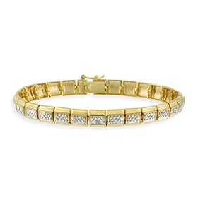 18K Gold over Sterling Silver Diamond Accent Rolex Style Two-Tone Bracelet