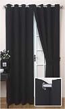 Rio Eyelet Black 90x72in Lightweight Sheer Curtain Pair with self-coloured Lining