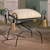 Product details for Garden District Bronze and Gold Metal Vanity Bench
