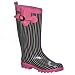 Women's Colorful Stripes Rainboots - Pink/Black