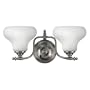 Hinkley Addison 5862PL Small Glass 2 Light 200 watt (7"H x 16"W) Vanity Lighting in Satin Nickel