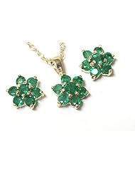 Peninsula Jewellery 9Ct Gold Emerald Pendant And Earring Set