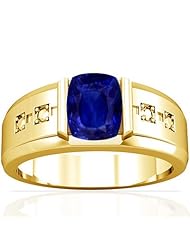 18K Yellow Gold Cushion Cut Blue Sapphire Solitaire Ring