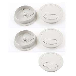 5 Pcs Home Office Desk Table Computer 60mm Cable Cord Grommet Hole Gray