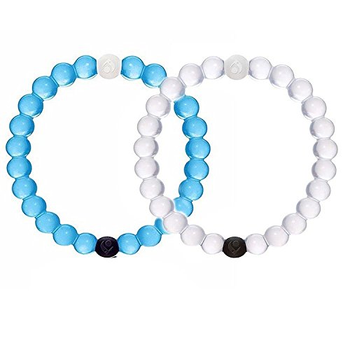Transparent Silicone Beaded Bracelet Large (Set of 2)- White and Blue
