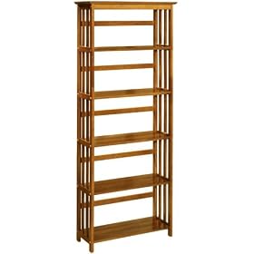 Mission - style 29w 5 - shelf Bookshelf, FIVE-SHELF, HONEY OAK