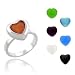 Sterling Silver Stylish Interchangeable 7 Heart Cats Eye Stone Ring Set Size 7