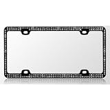 Buy Black Chrome Metal Car License Plate Frame with Double Row Clear Crystals