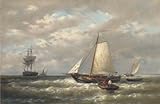Hand Made Oil Reproduction - Abraham Hulk Snr - 24 x 16 inches - A Stiff Breeze Offshore