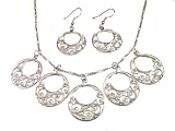 Sterling Silver Round Filigree Necklace and Earring Set