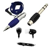 GTMax 6.35mm Stereo Plug to 3.5mm RCA Jack Adaptor + 3.5mm Metalic Microphone Headset + Pen with Neckstrap for Keyboard , Digital piano , Guitar Amp , Laptop , RCA Stereo Receiver
