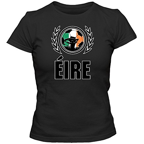 Irland EM 2016 #2 T-Shirt | Éire | Fußball | Damen | The Boys in Green | Trikot | Nationalmannschaft, Farbe:Schwarz (Deep Black L191);Größe:M