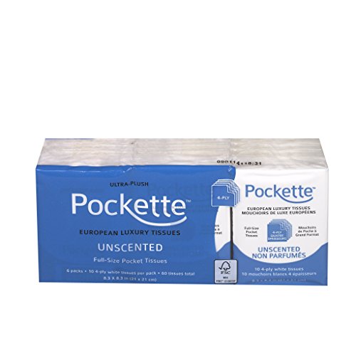 Pockette - European 4-ply Luxury Pocket Tissues (Unscented)