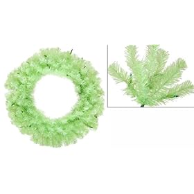  24 inch Pre-Lit Sparkling Chartreuse Green Artificial Christmas Wreath -Green Lights