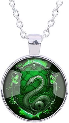 Hogwarts Gryffindor, Slytherin, Ravenclaw, Hufflepuff Crest Pendant Necklace with an Elegant Jewelry Gift Box
