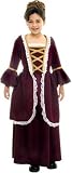 Child Colonial Girl Costume Dress with Lace Trim
