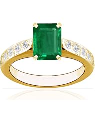 18K Yellow Gold Emerald Cut Emerald Ring With Sidestones