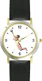 Woman Beach Volleyball Player No.2 Playing Volleyball or Volley Ball Theme - WATCHBUDDY��� DELUXE TWO-TONE THEME WATCH - Arabic Numbers - Black Leather Strap-Children's Size-Small ( Boy's Size & Girl's Size )