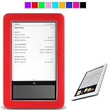 Silcone Skin for Barnes and Nobles Nook eReader + Screen Protector (Red)