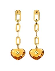 Pendant gilded silver earrings with quartzes Facco Gioielli Lenght total cm.7; yellow quartz hearts; butterfly lock. To wear with the necklace