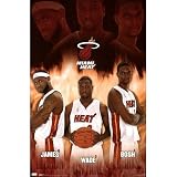 Miami Heat LeBron James Dwyane Wade Chris Bosh Sports Poster Print - 22x34