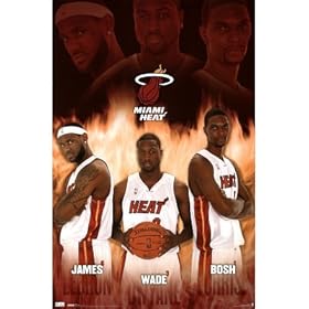  Miami Heat LeBron James Dwyane Wade Chris Bosh Sports Poster Print - 22x34