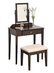 Cappuccino / Espresso Finish Contemporary Vanity with Bench