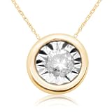 10k Yellow Gold Diamond Solitaire Pendant (1/20 cttw, I-J Color, I3 Clarity)