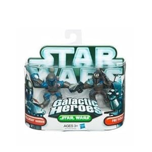 Star Wars 2010 Galactic Heroes Mini Figure 2Pack Mandalorian Warrior Pre Vizsla