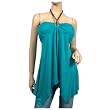 Green O-ring Accent Assymetric Plus Size Halter Top