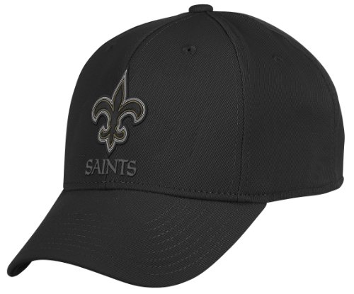 NFL Men's New Orleans Saints End Zone Black Structured Flex Hat - Tw90Z (Black, Large/X-Large)