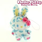 ハローキティ×ニコラ ニコモデザイン カラフルバニーストラップ(レオパード/ブルー)