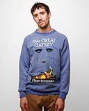 Out of Print Great Gatsby Vintage Inspired Blue Crew Neck Sweatshirt (Small)
