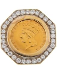 14k Yellow Gold Diamond Coin Rings ( 1.09 Cttw, G-H Color, Si1-si2 Clarity )