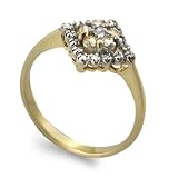 9ct Yellow Gold Ladies Cluster Ring Set With 035ct Of Champagne And White Diamonds Size K