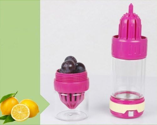 Thefancy Lemon Infuser, Drink Infuser, Fruit Infuser, Squeeze Juice Cup, BPA and Ea Free Reusable Safe Bottle Infuser with Cover and Cleaning Brush (Hotpink)