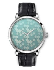 SPRAWL Aanalog Fashion Series Silver Ladies Watches of Genuine Black Leather Strap,Unique Wrist Watch for Women Girls Designed with Grate white flowers